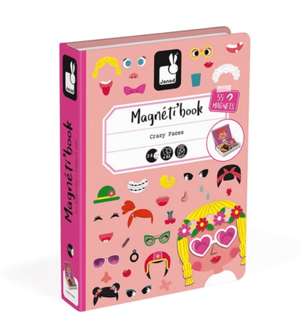 Janod Mıknatıslı Oyun Kitabı - Çılgın Yüzler - Kız resmi