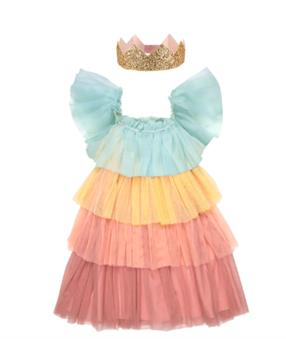 Fırfırlı Gökkuşağı Elbisesi 3-4 Yaş resmi