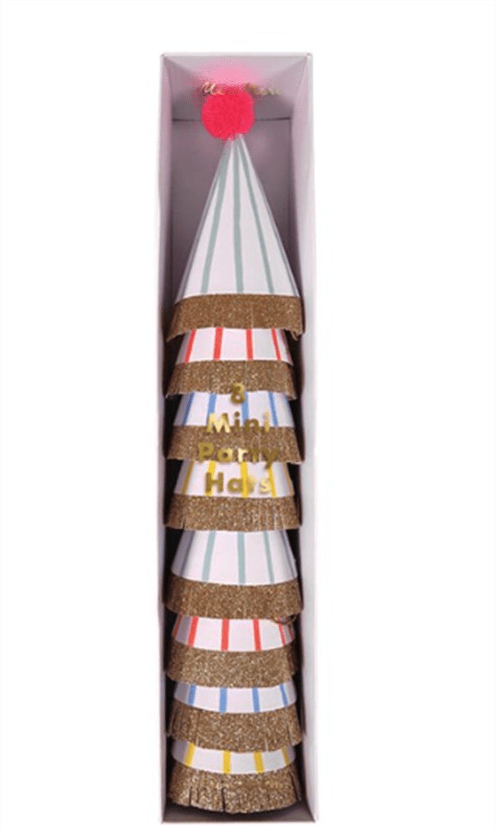 Çizgili Ponponlu Party Şapkaları L resmi