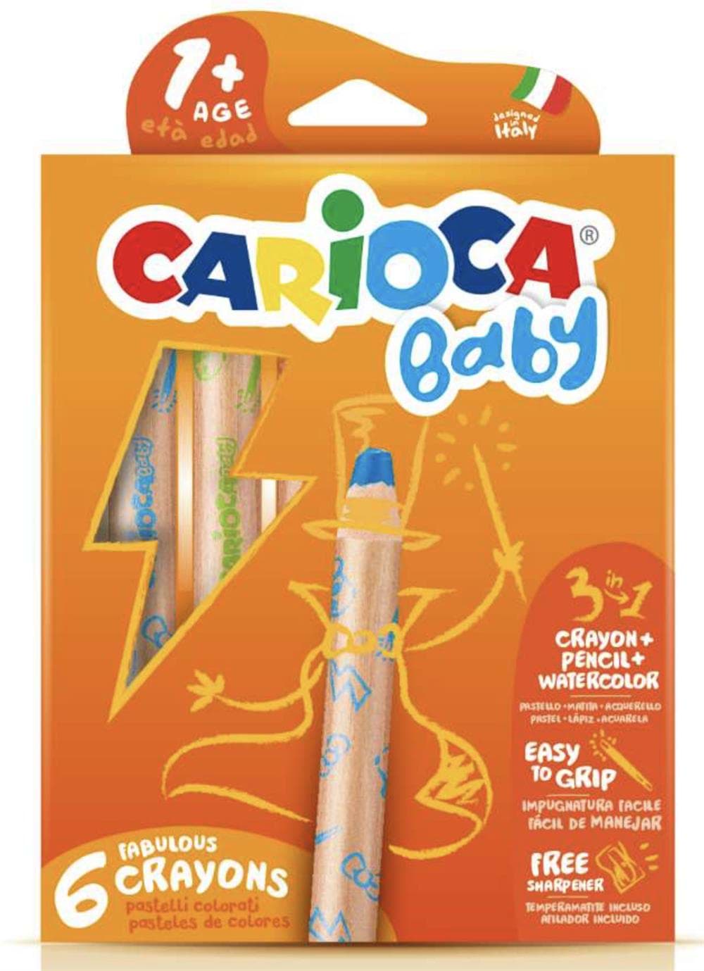 3 in 1 Jumbo Bebek Ahşap Gövdeli Boya Kalemi 6’lı resmi