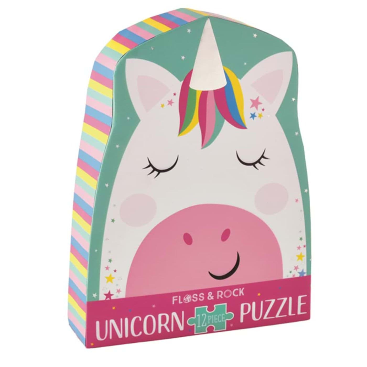 12 Parça Şekilli Yapboz Rainbow Unicorn resmi