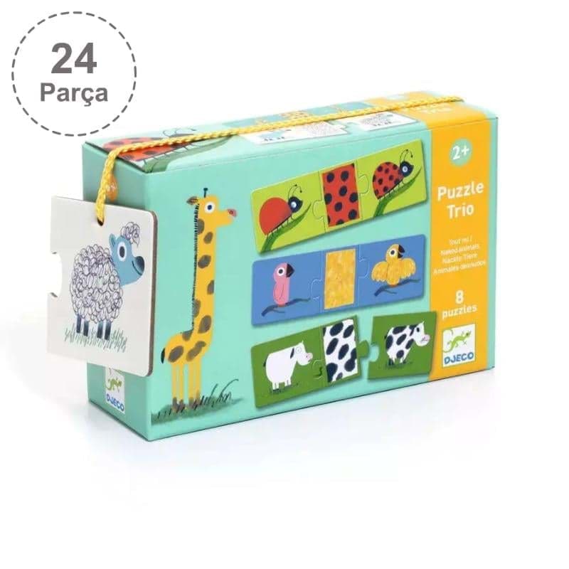 Djeco Üçlü Puzzle / Naked Animals resmi