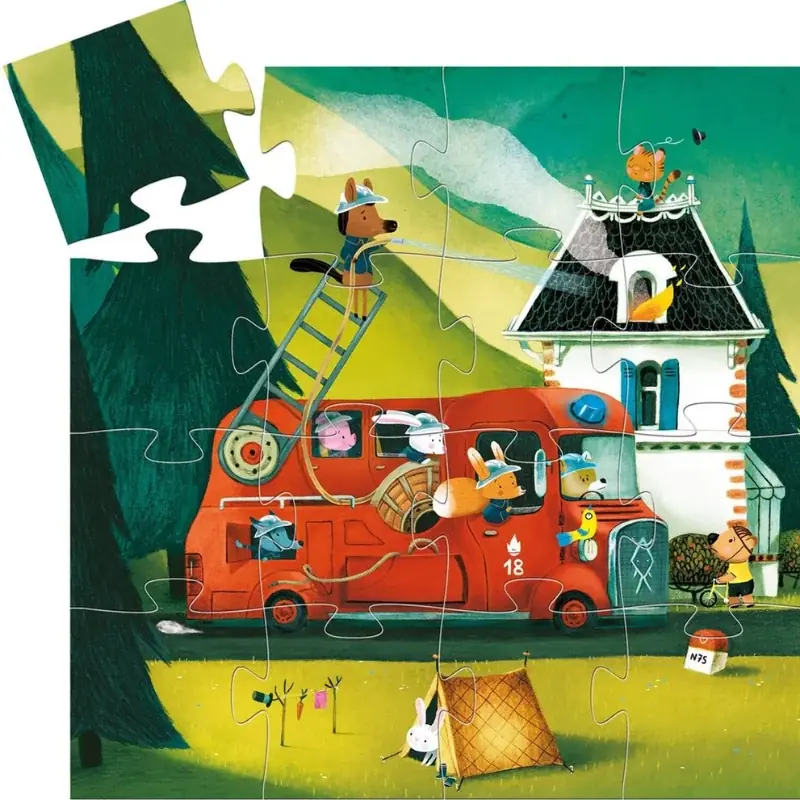 Fire Truck Puzzle 16 Parça resmi