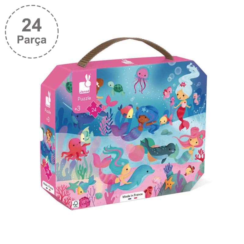 Janod 24 Parça Çantalı Puzzle - Deniz Kızı resmi