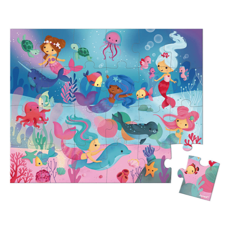 Janod 24 Parça Çantalı Puzzle - Deniz Kızı resmi