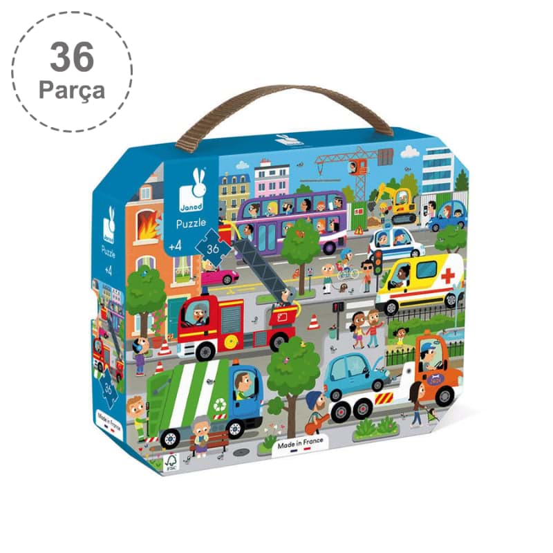 Janod 36 Parça Çantalı Puzzle - Şehir resmi