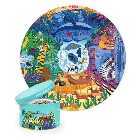 150 Parça Round Puzzle Animals Around The World resmi