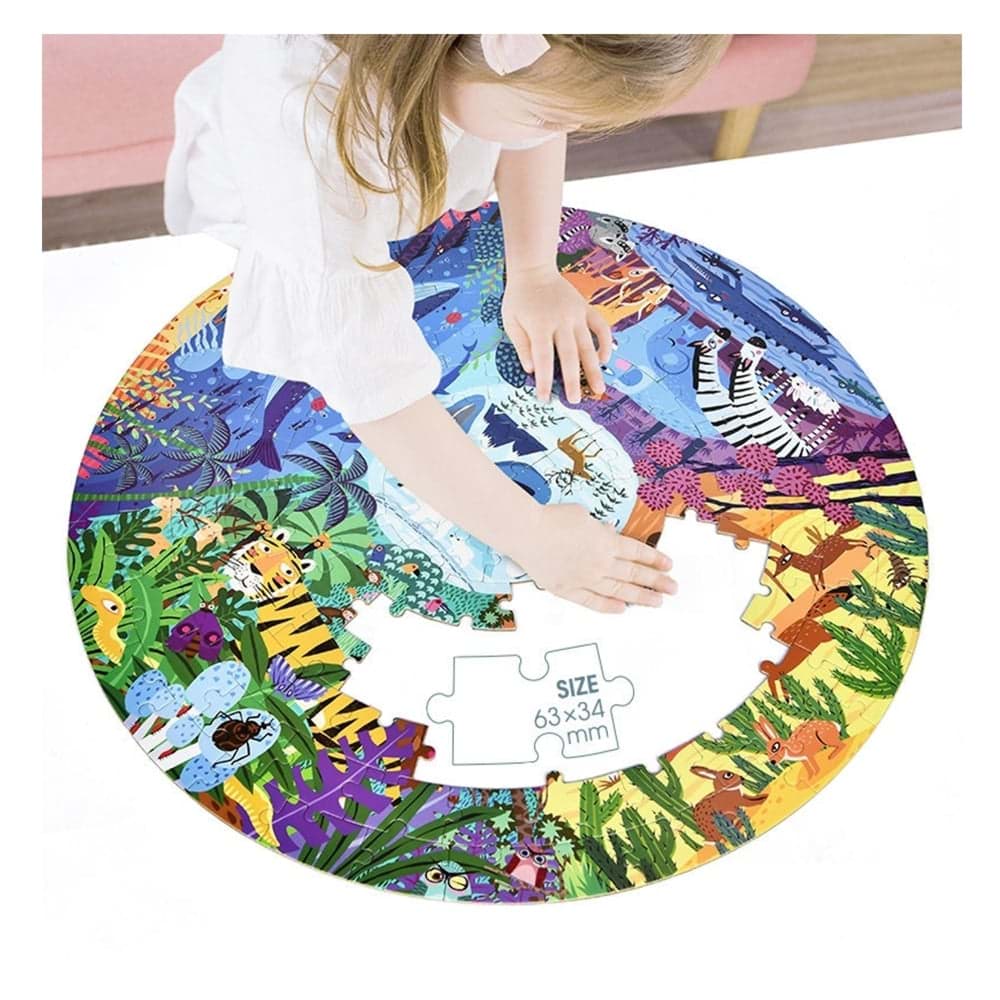 150 Parça Round Puzzle Animals Around The World resmi