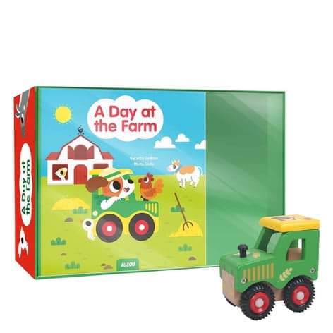 A Day At The Farm - Book And Wooden Toy resmi