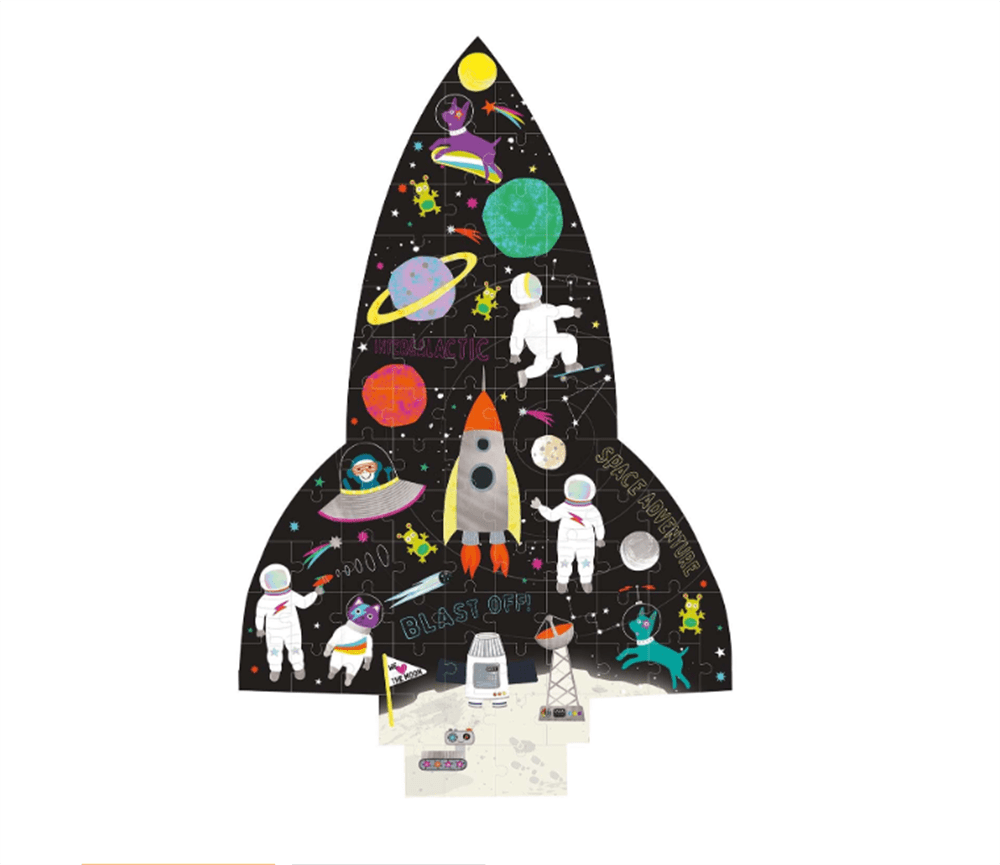 Floss & Rock 80 Parça Şekilli Yapboz Roket Space resmi