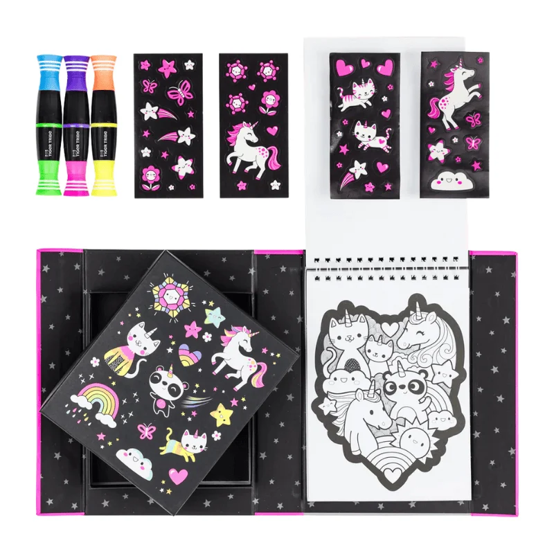 Tiger Tribe Neon Boyama Seti - Unicorns and Friends resmi