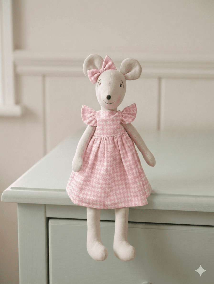 Küçük Boy 38 cm Pembe Ekoseli Elbise  resmi