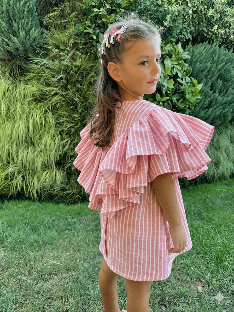 Butterfly Dress Çizgili Pembe 0-2 Yaş resmi