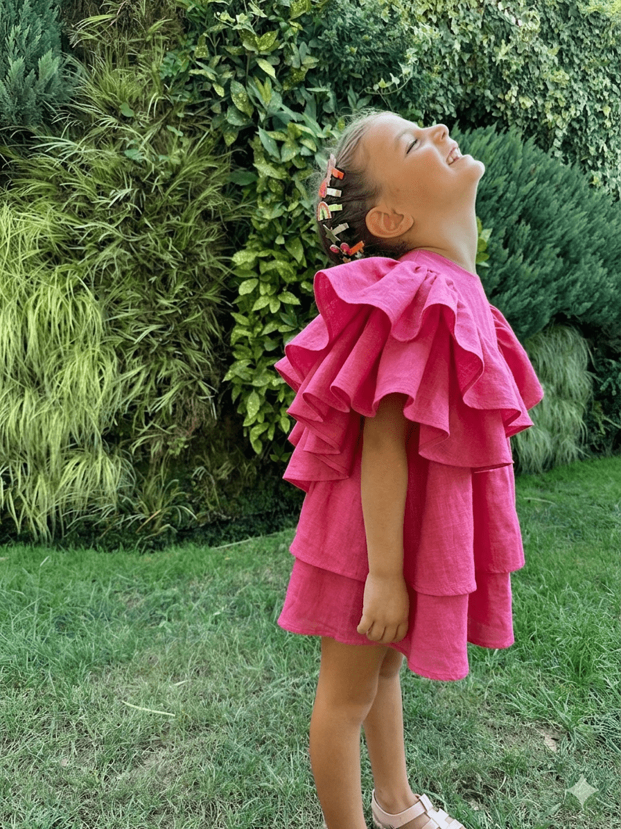 Butterfly Dress Fuşya 0-2 Yaş resmi