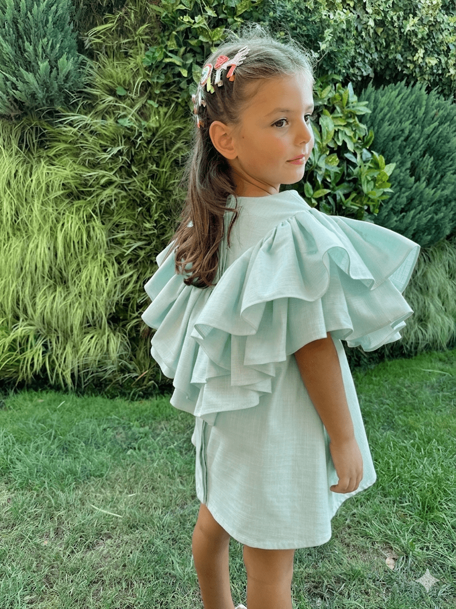 Butterfly Dress Su Yeşili 2-4 Yaş resmi