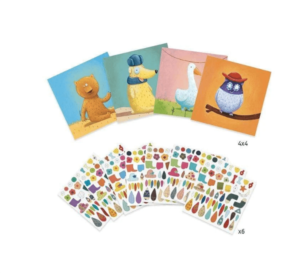 Djeco Yapıştırma Kartları / Create Animals resmi